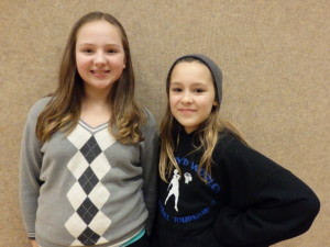Peyton Rodig and Tatum Sager participate in robotics and the spelling bee. Sager won the spelling bee this year. 