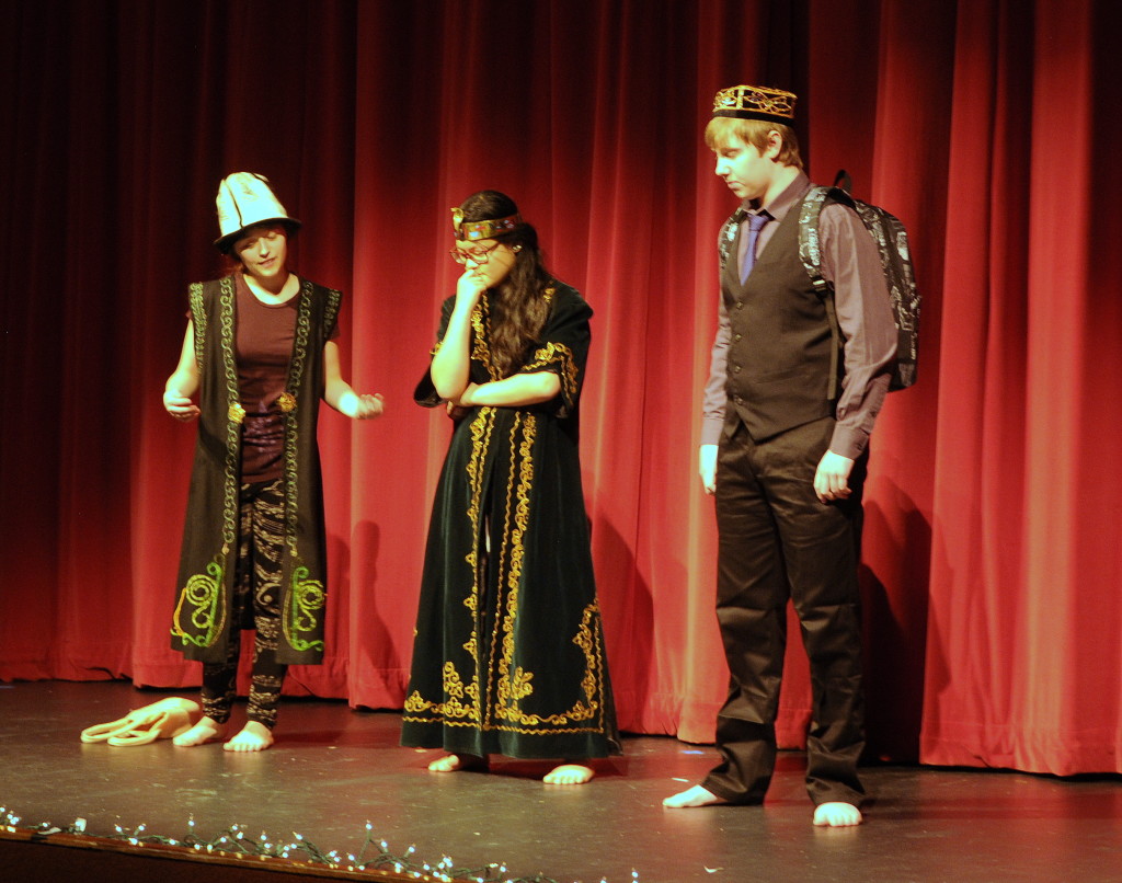 Haines School students perform a skit about the three wise men. (Jillian Rogers)