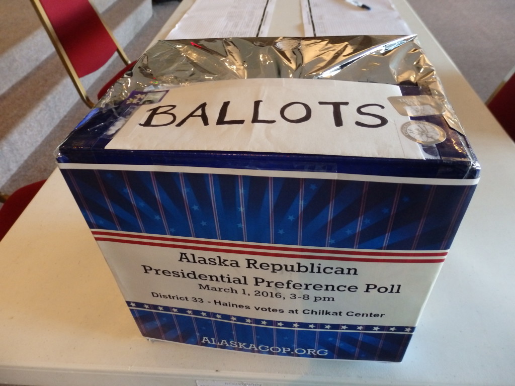 The ballot box where Haines Republican voters cast their votes for GOP presidential nominee. (Emily Files)