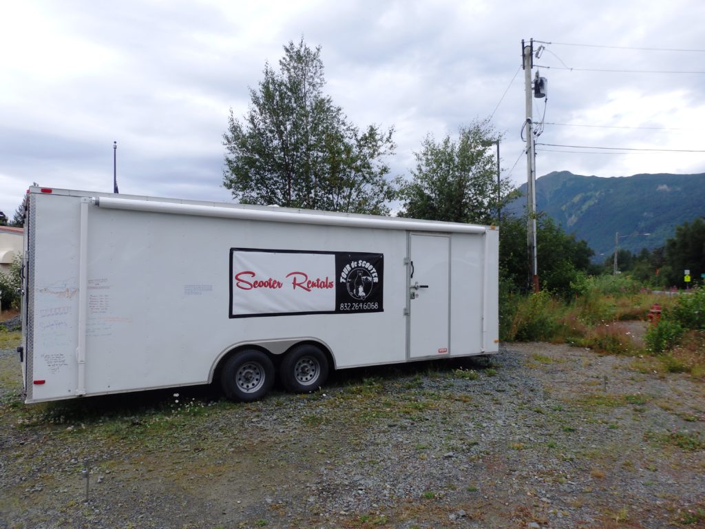 A scooter rental trailer is one mobile business that has opened in recent years in Haines. (Emily Files)