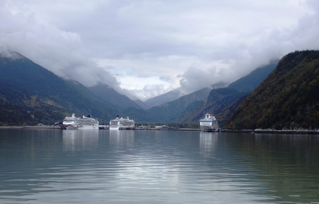 Three cruise ship docked in Skagway's port in Sept. 2016. (Emily Files)