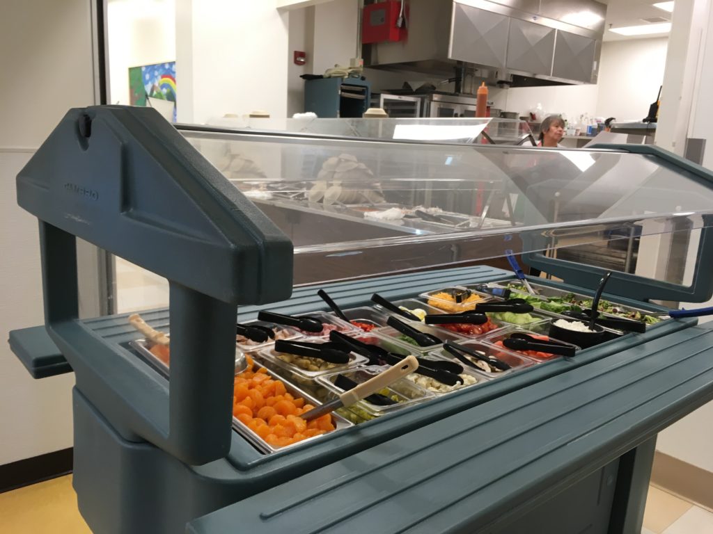 The salad bar in the Haines School cafeteria. (Abbey Collins)