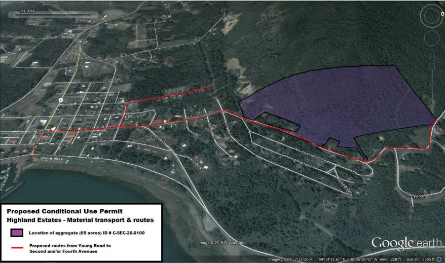 Haines planners approve resource extraction permit above Young Road