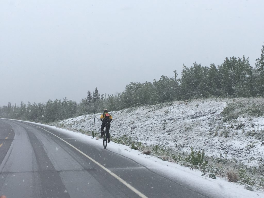 Snow derails bike race, but not unicyclists