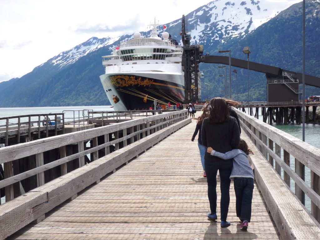 A Disney cruise ship tied up at Skagway's ore dock. (Emily Files)