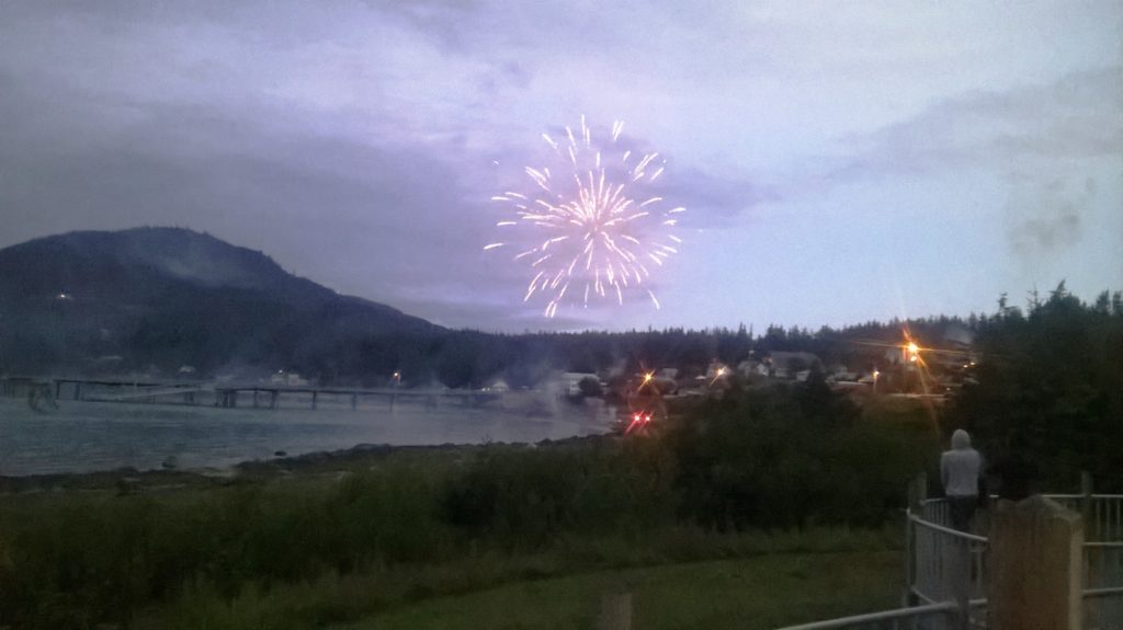 Residents set off fireworks from Port Chilkoot Beach on July 4, 2016. (Emily Files)