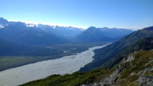 The Chilkat River as seen from Mount Ripinsky in summer of 2017. (Emily Files)