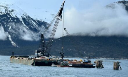 Skagway’s new cruise dock float breaks into three pieces